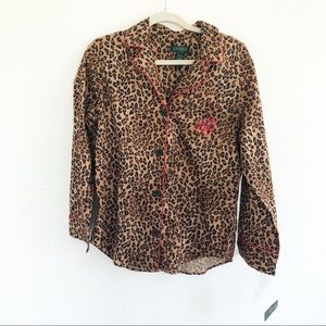 Lauren Ralph Lauren Leopard Print Pajamas Large